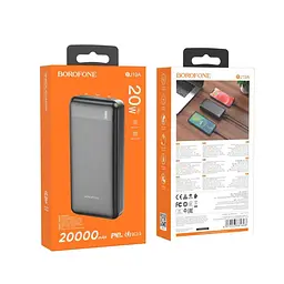 Повербанк Borofone BJ19A 20000 mAh, чорний, з адаптером 67W AR-9169 та кабелем - мініатюра 8