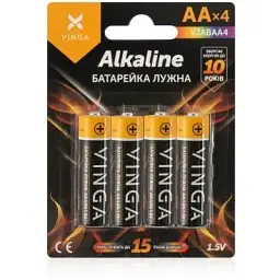Батарейка Vinga AA LR6 Alkaline 4pcs Blister (VJABAA4)