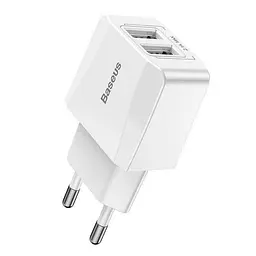 Мережевий зарядний пристрій Baseus Xiaomini Dual-U 2USB 2.1A CCALL-MN02 White - мініатюра 2