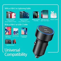 Автомобільний зарядний пристрій Choetech С0054BK 2xUSB-C, 40 Вт, PD - мініатюра 7