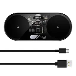 Зарядне бездротове Qi Baseus Digital LED Display 2in1 Universal version 20W