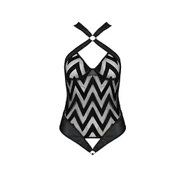 Сітчастий боді з халтером та ритмічним малюнком Passion Hima Body XXL/XXXL, black - мініатюра 3