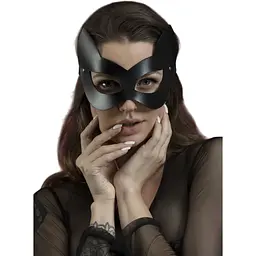 Маска кішечки Feral Feelings - Kitten Mask, натуральна шкіра, чорна