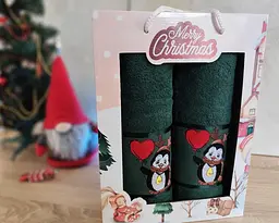 Набір новорічних рушників Gulcan 50x90+70х140 Merry Christmas Green - мініатюра 4