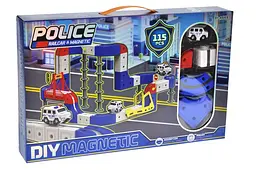 Дитячий трек конструктор магнітний 115 деталей DIY Magnetic Police Railcar 7250H-1D короб.43x16x28 см