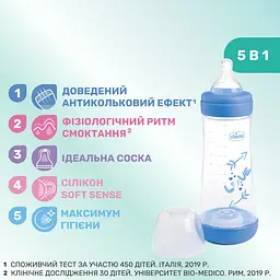 Пляшка для годування Chicco Perfect 5 Love пластикова із силіконовою соскою 300 мл (20235.21.40) - мініатюра 4
