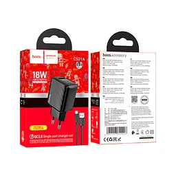 Зарядний пристрій HOCO CS21A Rich USB QC 3.0 + кабель USB-A — USB-C чорний (6942007609906) - мініатюра 7