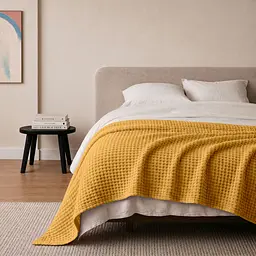 Плед покривало Cosas Curcuma Greek Waffle 230х240 см вафельне (Blanket_23Curcuma_GreekWaffle_230x240) - мініатюра 2