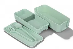 Ланч-бокс еко на 2 яруси з приборами Laprida Delicious lunch 02 Зелений 750 мл (64-21-1172) - мініатюра 6