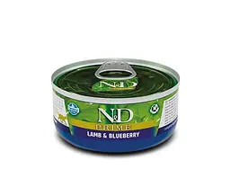 Вологий корм для котів Farmina N&D Prime Grain Free з ягням і чорницею, 70 г