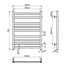 Рушникосушка водяна Onlyheat Vesta 500/700/9, Хром - мініатюра 2