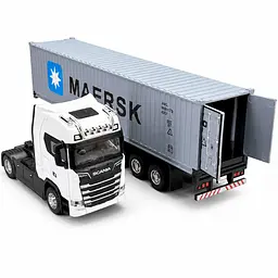 Колекційна металева модель вантажівки Автопром Scania S730 фура-контейнеровоз з інерцією, світлом та звуком 1:50 - мініатюра 5