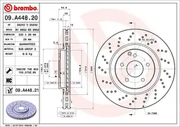 Диск гальмівний передній вентильований Mercedes C-class, Slk, Clk 00-11р Brembo (09.A448.21) - мініатюра 2