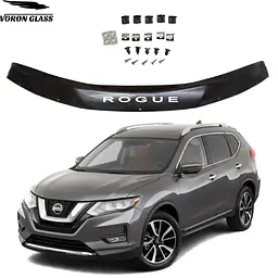 Дефлектор капота мухобійка Nissan X-Trail / Rogue (T32) 2014-2020 Євро Кріплення (Logo Rogue) Voron Glass