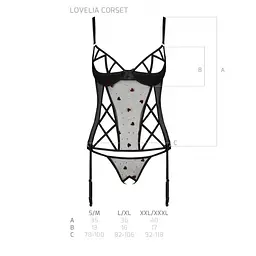 Корсет із підв'язками + стрінги Passion LOVELIA CORSet black L/XL - мініатюра 6