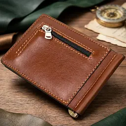 Чоловічий шкіряний затискач для грошей Grande Pelle 11474 коричневий - мініатюра 3