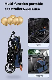 Складна коляска для домашніх тварин зі знімною переноскою Oui Oui Pet Stroller YA01K Grey - мініатюра 8
