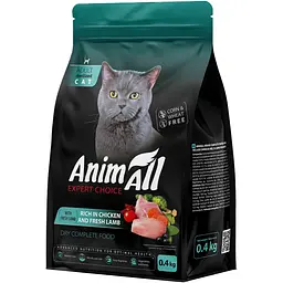 Сухий корм для стерилізованих кішок AnimAll з куркою та свіжою ягнятиною 400 г
