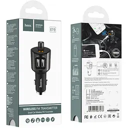 АЗП FM модулятор Hoco E19 (2USB 2.4А) Чорний / Сірий - мініатюра 5