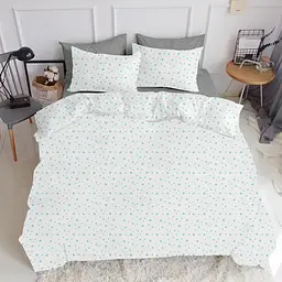 Комплект постільної білизни Cosas євро з простирадлом на резинці STARFALL MINT CS1 200 x 220 см (StarsfallMintWhite_El-Grey_200) - мініатюра 2
