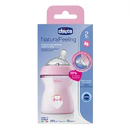 Пляшечка для годування Chicco Natural Feeling, Color,з силіконовою соскою, 250 мл, рожевий (81323.10) - мініатюра 9