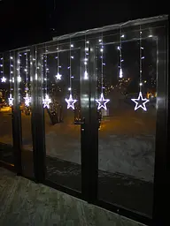 Гірлянда Бахрома на вікно Біла 3 метри Зірки 138 лампочок Laplandia світлодіодна від мережі (w.02.5Т.138+S) - мініатюра 3