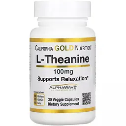 L-Теанін California Gold Nutrition L-Theanine Supports Relaxation 100 мг 30 вегетаріанських капсул