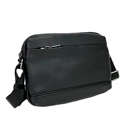 Сумка чоловіча шкіряна кросободі горизонтальна Tiding Bag S-JMD10-382A чорна