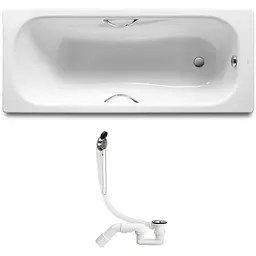 Ванна сталева Roca Princess 170x75 A220270001 + Сифон Viega Simplex 311537, Білий