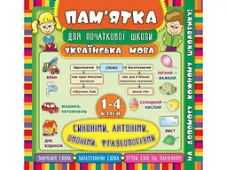 Пам’ятка для початкової школи УЛА Українська мова Синоніми, антоніми, омоніми, фразеологізми 1-4 клас арт.20476