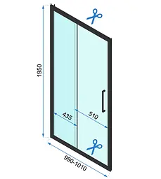 Душова кабіна Rea Rapid Slide 90x100 black REA-K6422 + REA-K6400, Чорний матовий, Універсальна, прозрачний, Чорний матовий - мініатюра 6