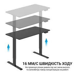Комп'ютерний стіл OfficePro з електрорегулюванням висоти чорний (ODE605B) - мініатюра 4