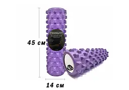 Масажний ролик EasyFit Grid Roller PRO 45 см Фіолетовий (EF-2029-V) - мініатюра 3