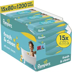 Дитячі вологі серветки Pampers Fresh Clean 1200 шт.