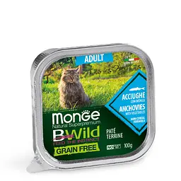 Паштет MONGE BWILD CAT Беззерновий з анчоуса з овочами для дорослих кішок 100 гр