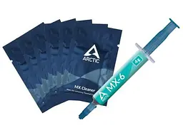 Термопаста Arctic MX-6, 4 г, шприц, 7.5 Вт/мК, -50°C / +150°C + 6 серветок MX Cleaner (ACTCP00084A)