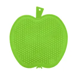 Дошка обробна пластикова для нарізки м'яса, риби, овочів та фруктів у формі яблука (220х210 мм), Kitchette Салатовий 85896 - мініатюра 2