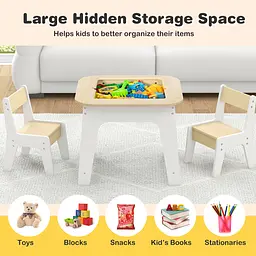 Комплект дитячих меблів Costway Kids Set 2-in-1 Desk стіл та 2 стільці з двосторонньою стільницею-дошкою - мініатюра 8