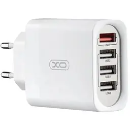 Зарядний пристрій XO L100 4 USB-порти вихід 18W адаптер живлення білий