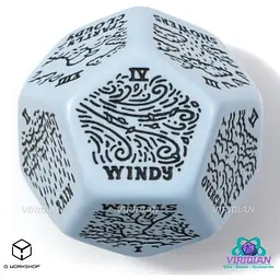 Кубик Q-Workshop  Weather Generator Die: Blue&Black (12VWTG02)