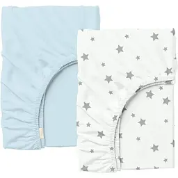 Набір простирадл на резинці Cosas LIGHT BLUE & STAR 60х120х12 см (SetSheet_LightBlue_StarGrey_120x60)