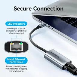 Перехідник USB-C to RJ45 Ethernet 1000Mbps black Vention (CFPHB) - мініатюра 8