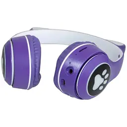 Дитячі навушники Cat MZ-023 Bluetooth RGB підсвічування FM microSD з котячими вушками темно-синій - мініатюра 5