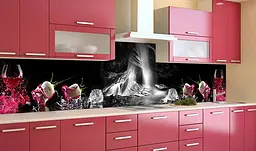 Вініловий кухонний фартух Бризки вина наклейка для кухні келихи троянди Абстракція Чорний Happy Pocket Z181520