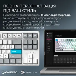 Клавіатура GamePro Asgard Ragnar Keychron Super Red Switch Wireless/Bluetooth/USB White бездротова (MK285WH) - мініатюра 15