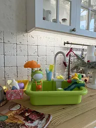 Дитяча ігрова мийка з водою Кухонний ігровий набір з краном та циркуляцією води Розвивальна іграшка для дітей - мініатюра 3