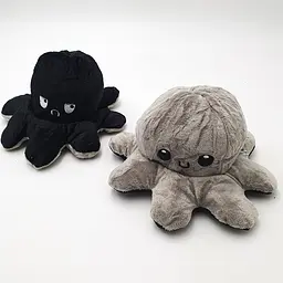 М'яка іграшка Восьминіг перевертень двосторонній веселий сумний Mood Octopus 16 см UKC чорно/сірий