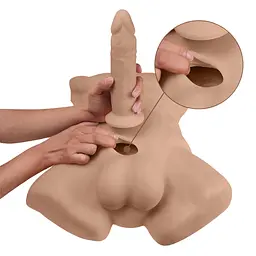 Торс з фалоімітатором на присосці SilexD Apollo L Male Torso Caramel - мініатюра 4