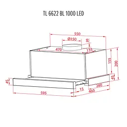 Витяжка телескопічна PERFELLI TL 6622 BL 1000 LED - мініатюра 12