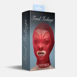 Маска серце сітка з відкритим ротом Feral Feelings - Hearts Mask Red/Red - мініатюра 2